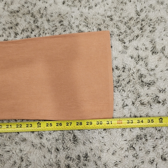 Zara SZ S Ribbed Straight Leg Hi Rise Muted Orange Elastic Waist Pull On Legging - Picture 9 of 11